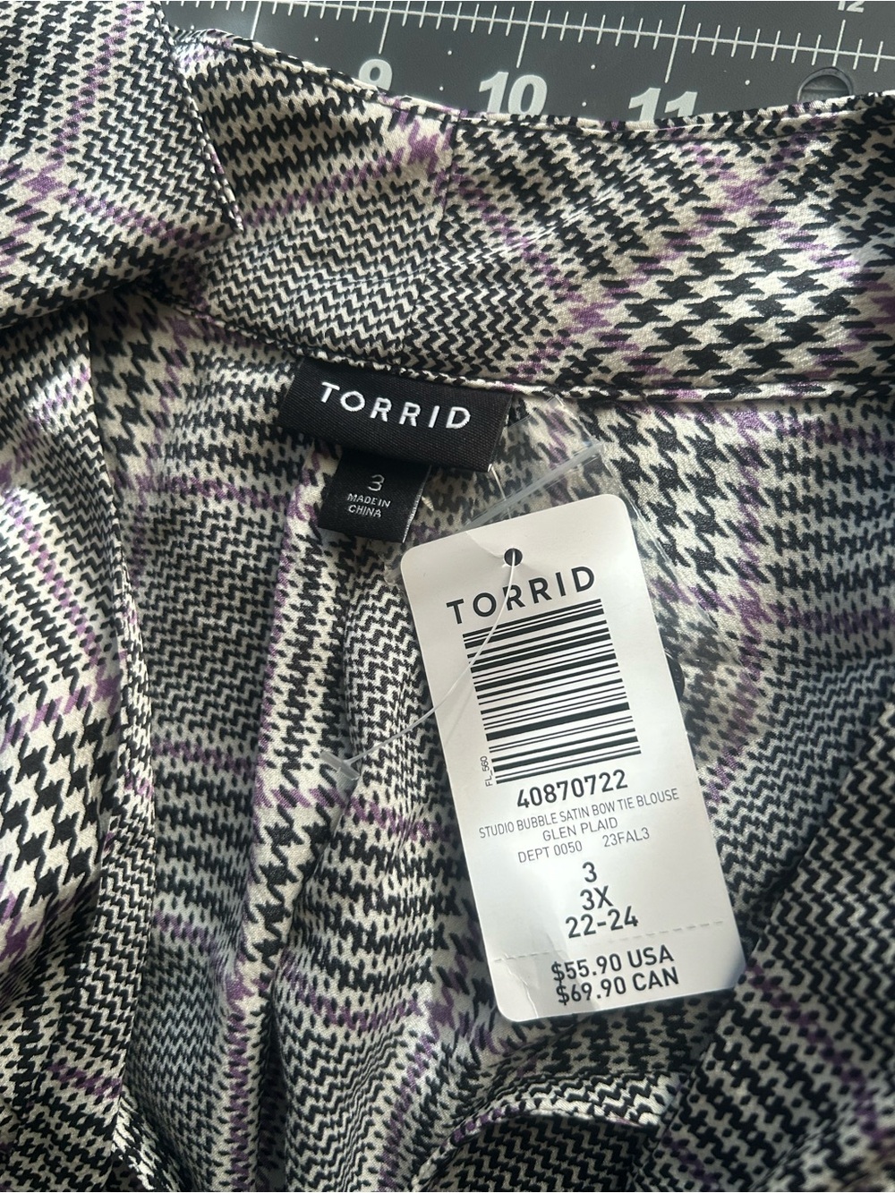 torrid Black and White Plaid Tie-Neck Blouse - Picture 6 of 7
